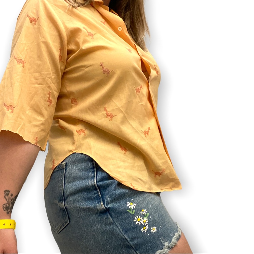 Embroidered Kangaroo Button Down Blouse - image 5